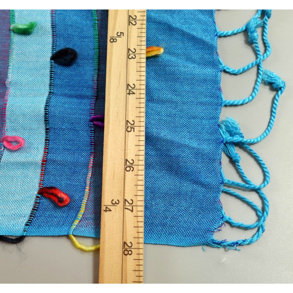 Womens Boho Scarf Wrap Womens OS Multi-color Fringe Shawl Artsy Lagenlook - Picture 8 of 12